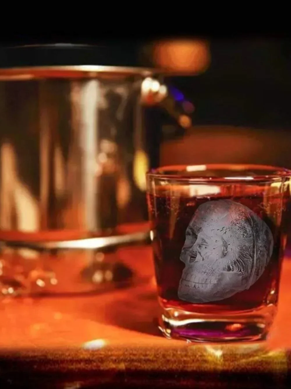 CHIYAN Skull Ice Mold Silicone - Set of 6 Large 3D Ice Cube Molds, 2.3x2.3 Inch